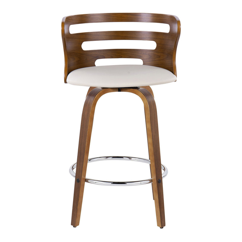 Cream Swivel Wood and Metal Counter Stool, 18" x 35"