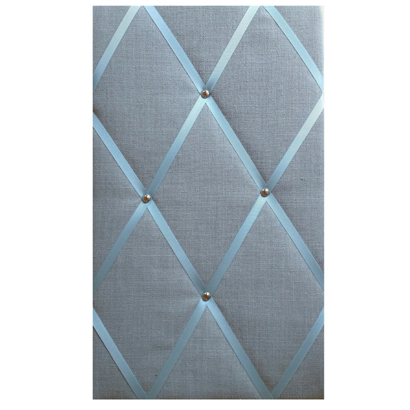 Fabric Covered, 60cm H x 48cm W, Duck Egg Blue/Chrome