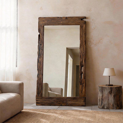 Miroirs pleine longueur rectangulaires en bois massif