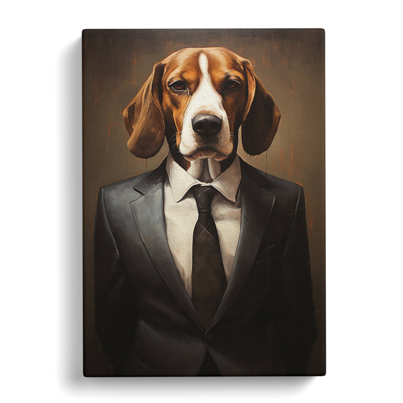 Beagle In A Suit Painting - Print, 60cm H x 40cm W x 3cm D