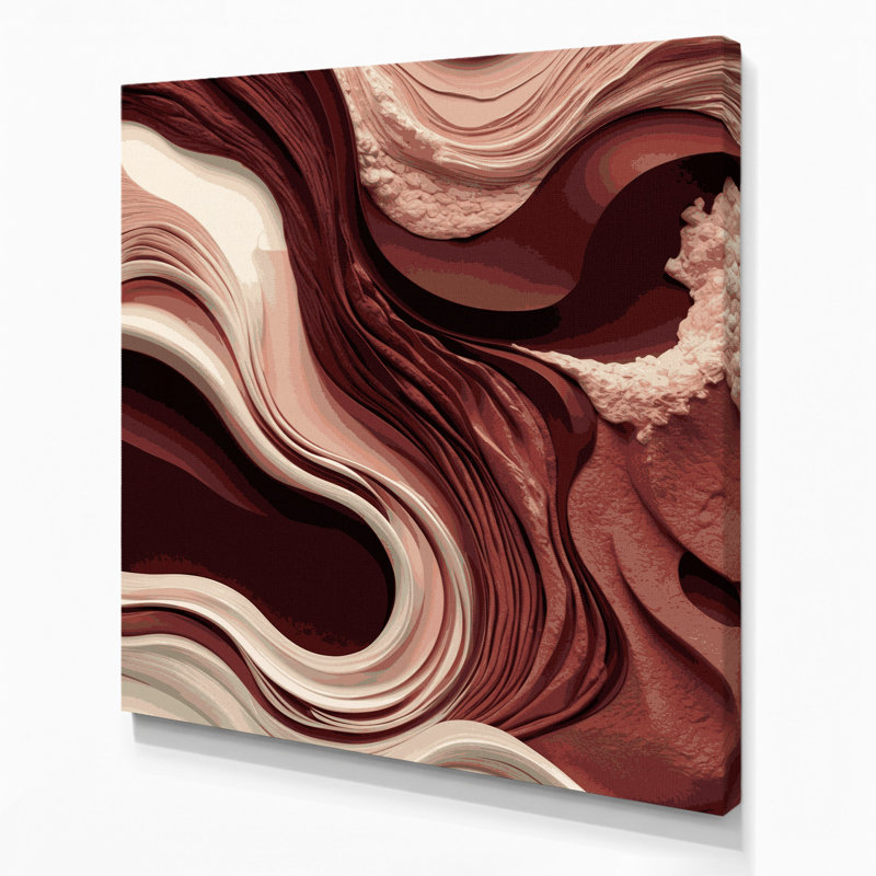 «Abstract Landscape 15», art mural sur toile rouge, H 16 po x l 16 po