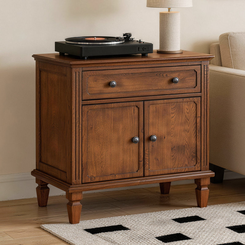 Table de chevet ChargeNest Farmhouse avec station de charge USB et ports de type C, Walnut