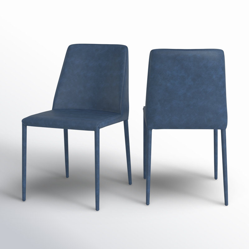 Nora Upholstered Dining Chair, Blue Faux Leather