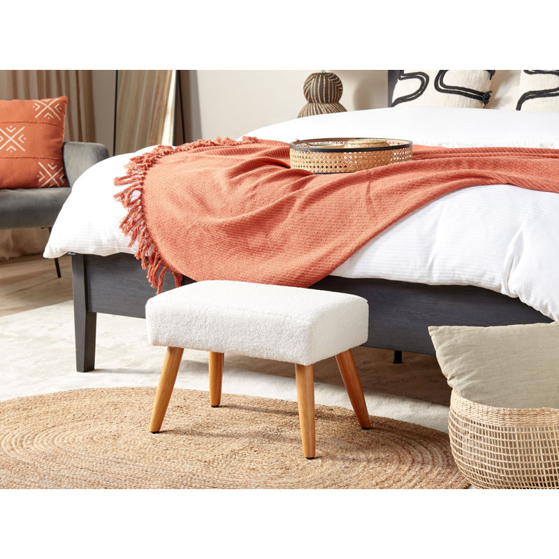 Adaliz 50cm Wide Rectangle Solid Colour Footstool Ottoman, White
