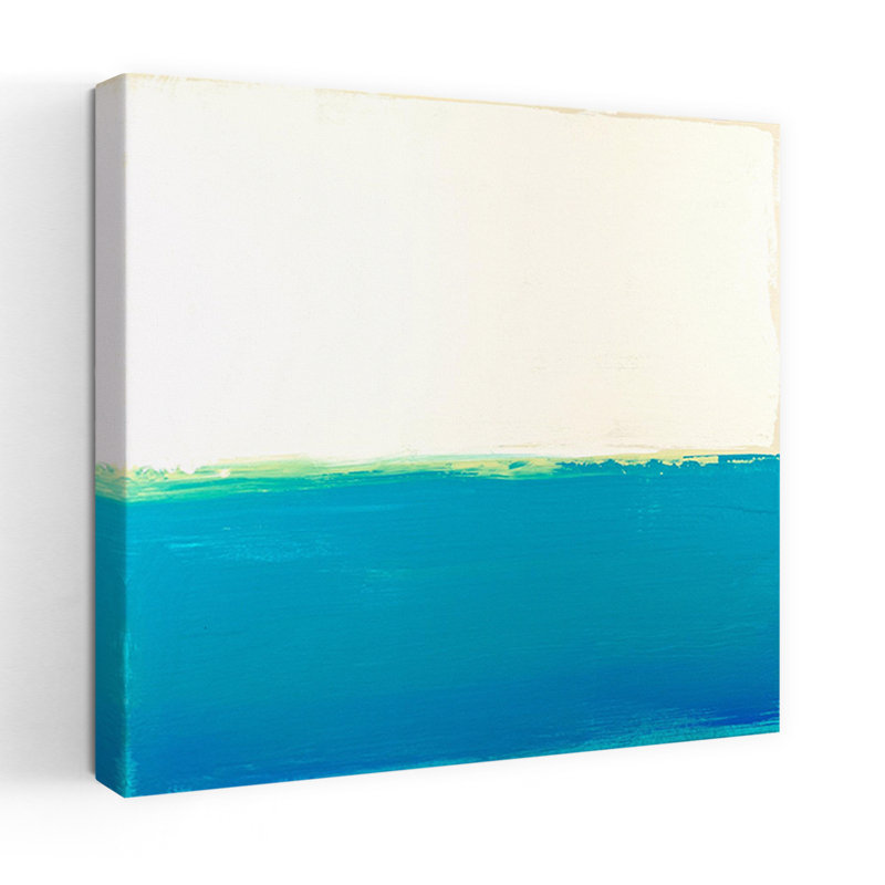 Art contemporain abstrait turquoise, H 18 po x l 18 po
