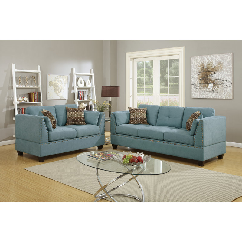 2 - Piece Velvet Living Room Set, Hydra Blue