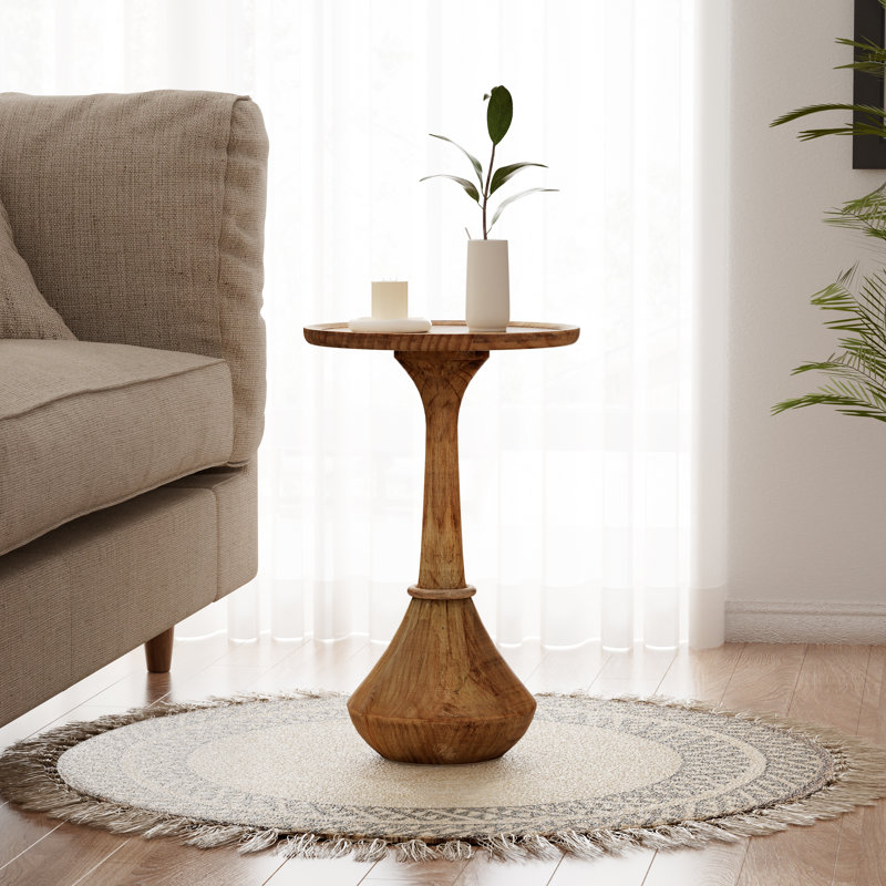 Rustic Pedestal Round End Table