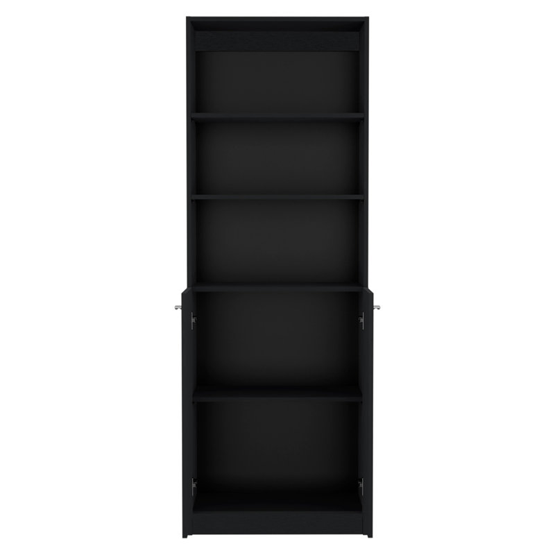 Bibliothèque 2 portes Vinton avec tablettes supérieures, noir, Noir