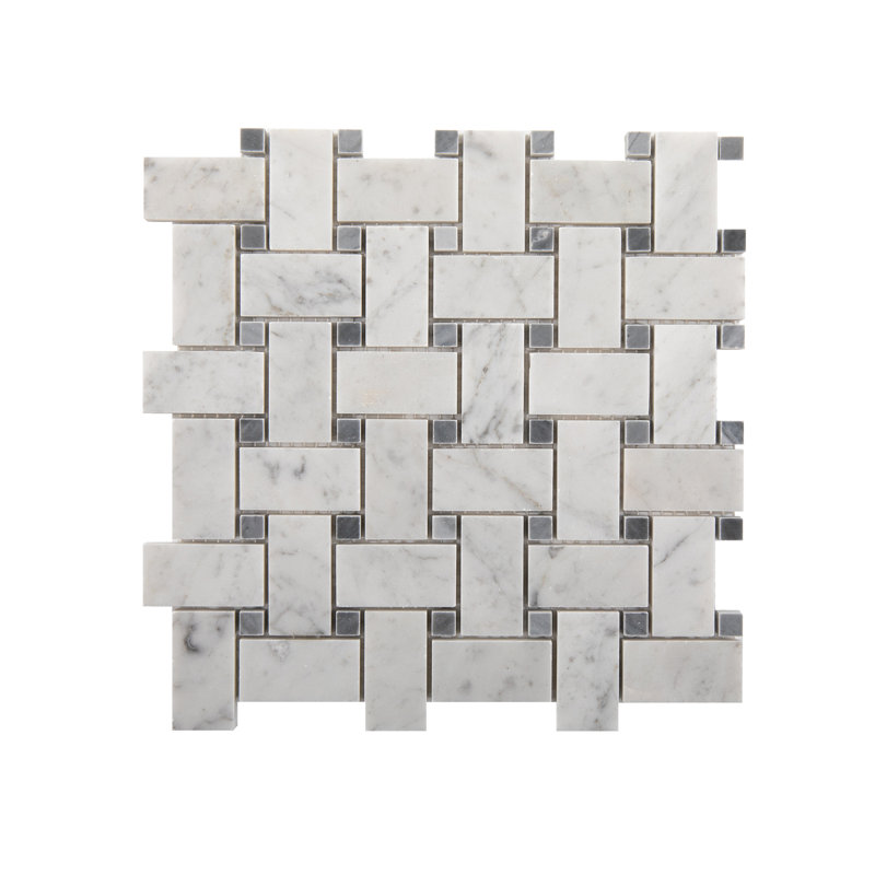 Carreau de mosaïque en marbre de Carrare pour salle de bain Adolif 1 × 2 pouces, 5 feuilles, 2,82 pieds carrés