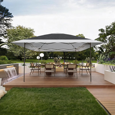 12x12 Pop-Up Gazebo Canopy Tent with Mosquito Netting - Water-Resistant UV Shade, Quick Setup Outdoor Shelter for Patio/Backyard Parties, Camping & Dining - Gray