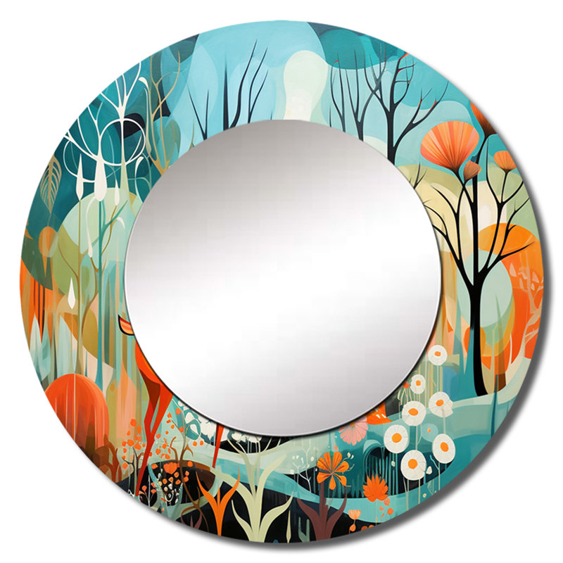 Teal Mid Century Mod Nature - Miroir moderne Mid-Century, 23 po x 23 po