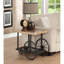 Table de bout rectangulaire industrielle avec plateau en chêne et gris antique, roulettes pour les activités artisanales
