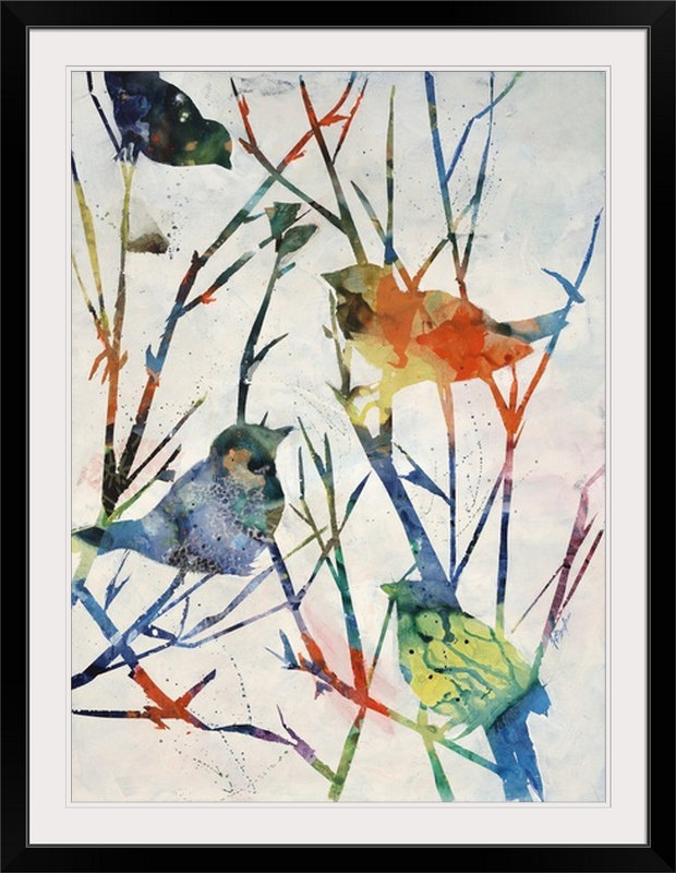 «Birdsong Shadows II» par Farrell Douglass, reproduction d'art, l 44 po x P 35 po x H 1 po, Cadre noir