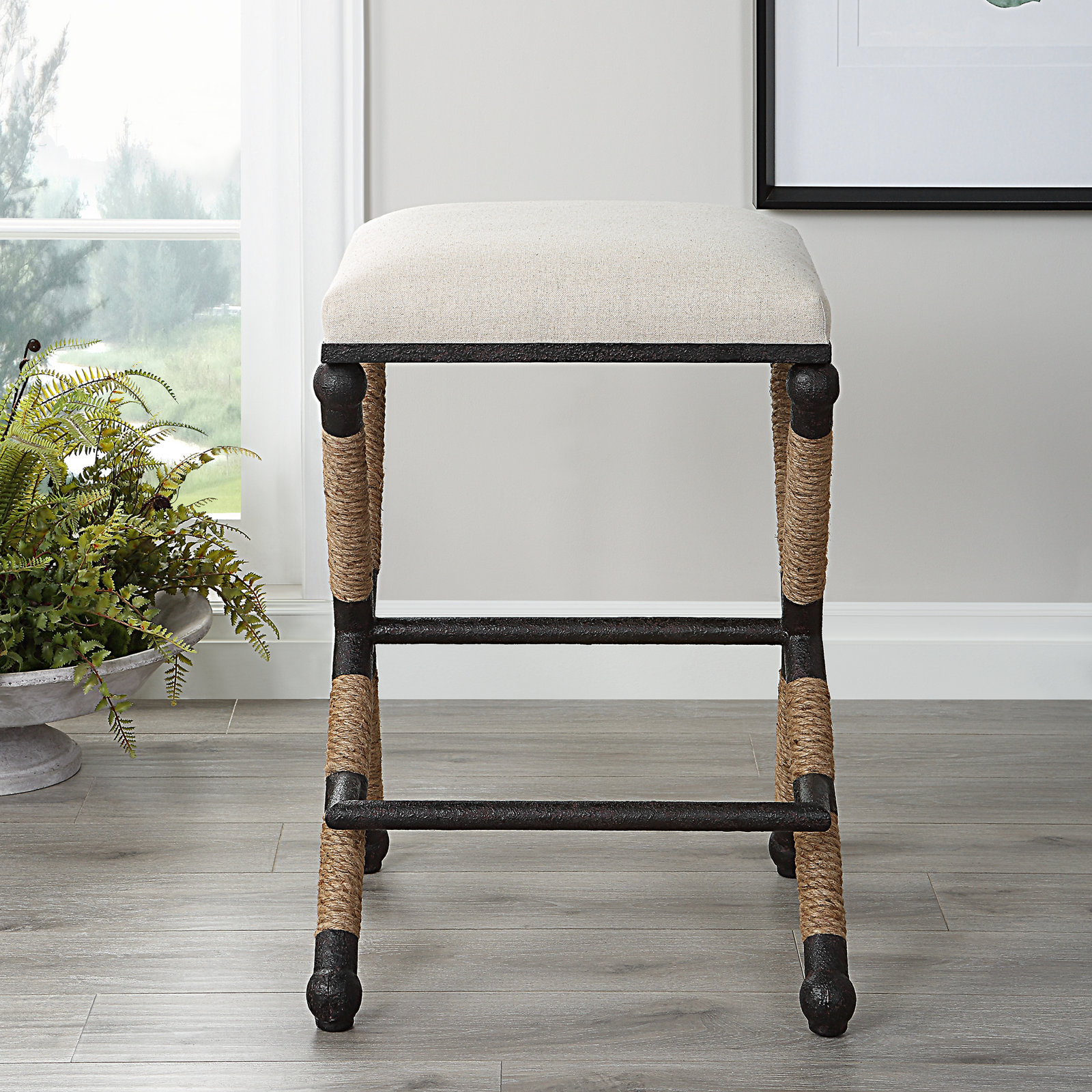 Faline 28" Bar Stool, Oatmeal
