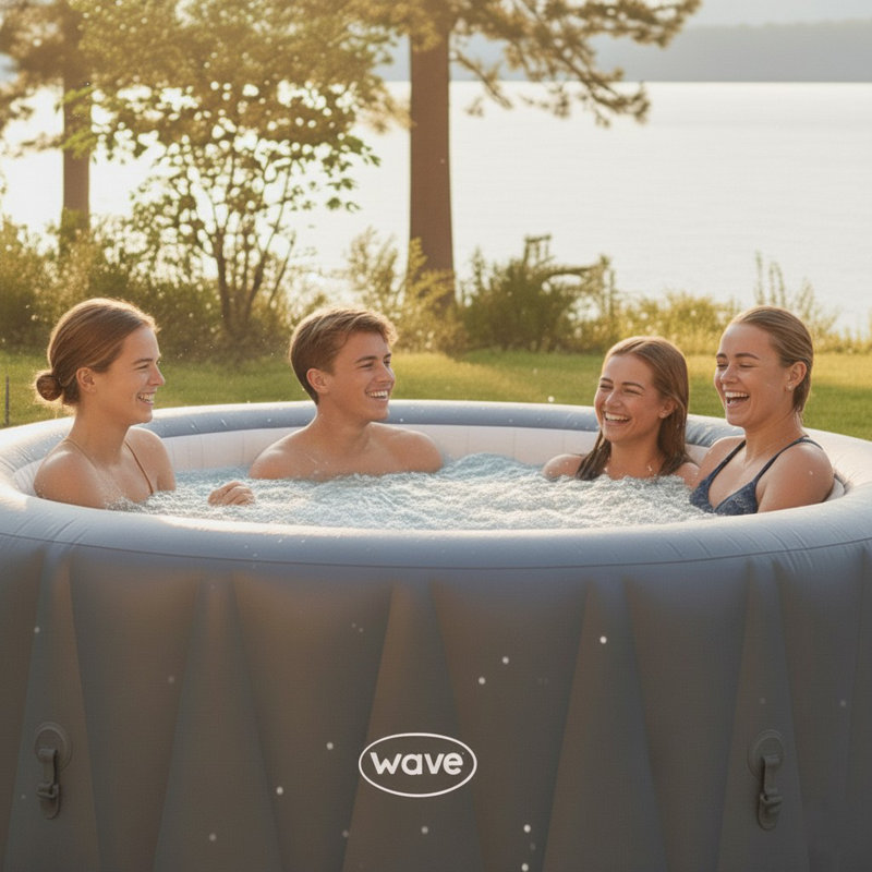 WAVE 3 Person 130 - Jet PVC Round Inflatable Hot Tub, Brown Rattan