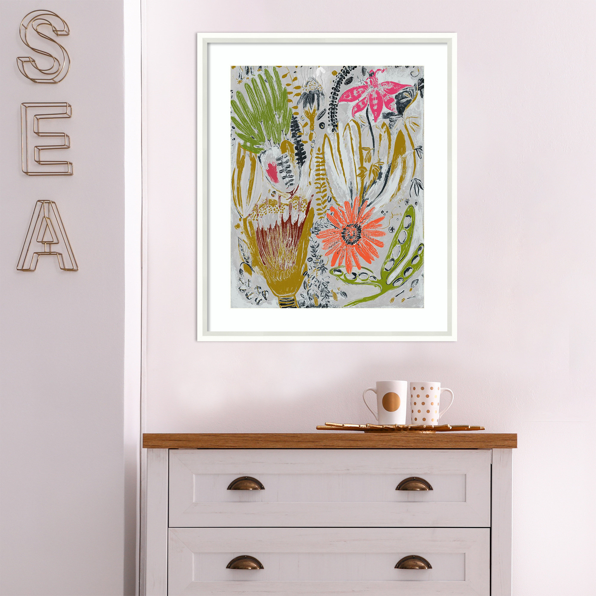 Tropical Blooms by Maya Woods, 21" W x 25" H, White