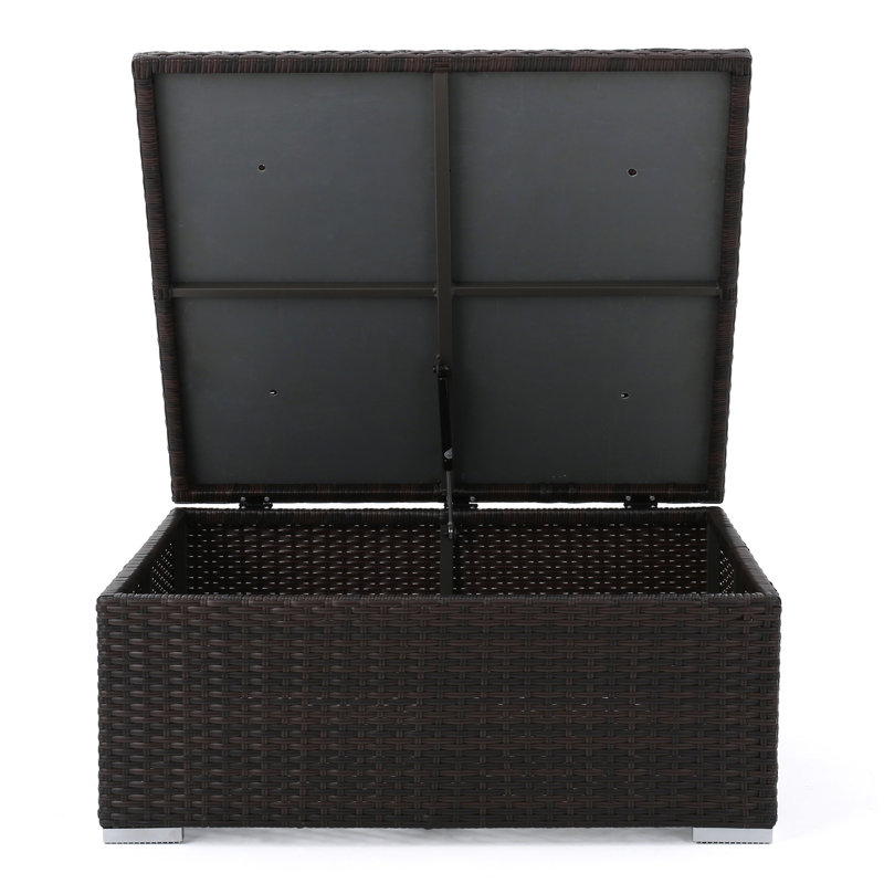 Multibrown Wicker Outdoor Storage Coffee Table