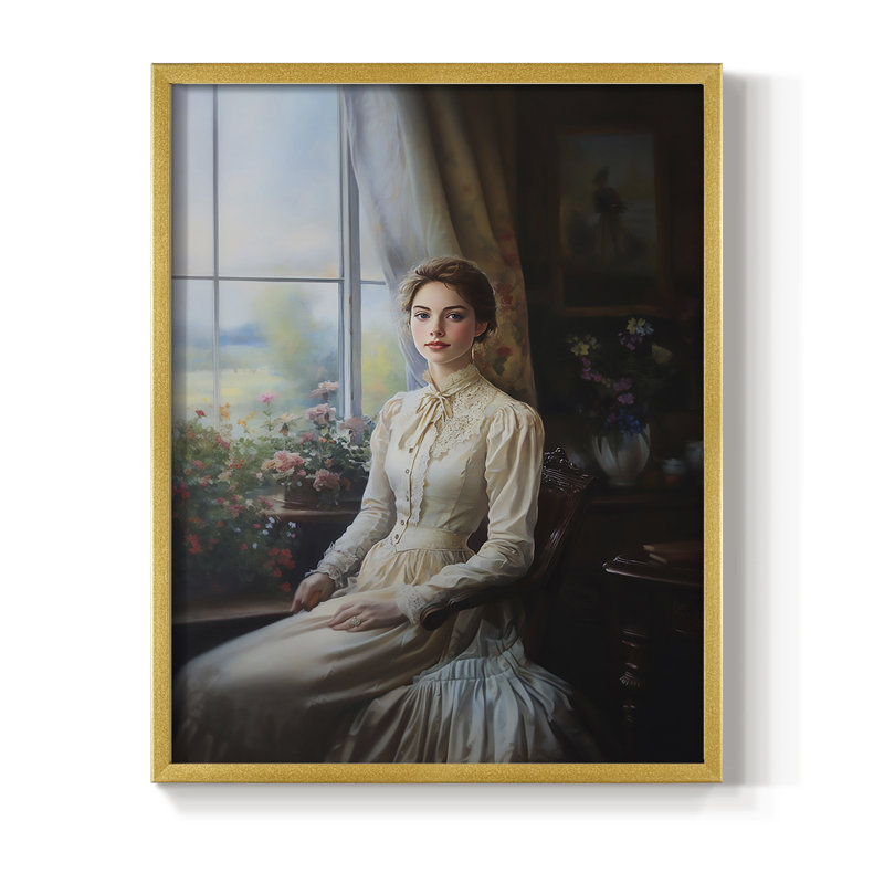 Reproduction encadrée WOMEN Series CCXLV - bois massif, H 15 po x l 12 po, Doré