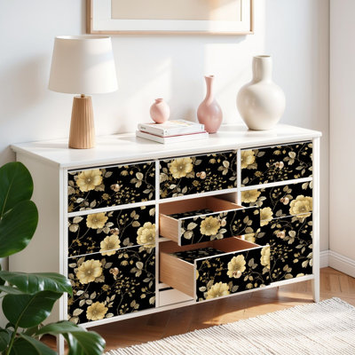 Papier peint auto-adhésif à motif floral auto-adhésif et amovible 17,7 po x 118 po (45 x 300 cm)