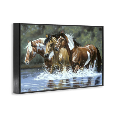 «Heading Up Stream Horses», art de la giclée encadrée par Victoria Schultz