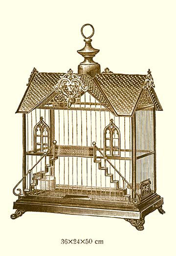 Cage à oiseau ornée h, impression, H 66 po x l 44 po x P 1,5 po