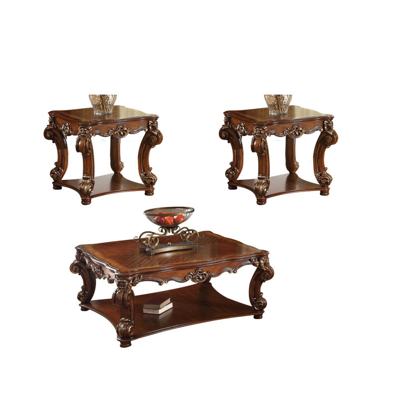 Ensemble de tables basses 3 pièces Carlene, Cerisier, 3 pièces (1 table basse, 2 tables de bout avec ta