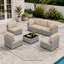 Ensemble de conversation d'extérieur en rotin 7 pièces avec coussins pour patio - gris / beige-242393093