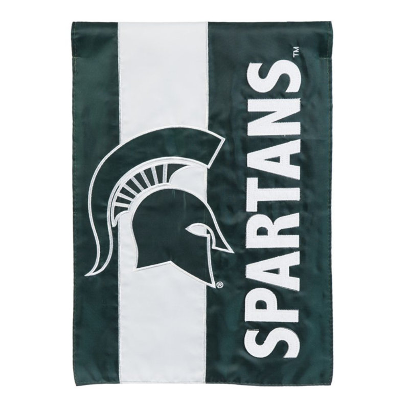 Drapeau de maison en polyester à 2 côtés NCAA 44 x 28 po, Université de l'état du Michigan, H 18 po x l 12,5 po