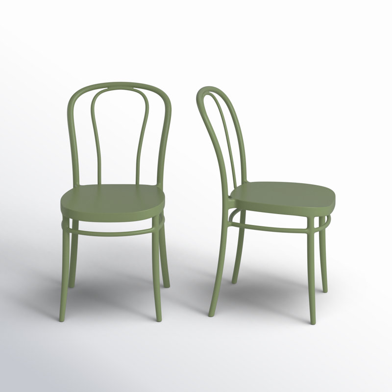 Farrah Stacking Patio Dining Side Chair, Olive Green