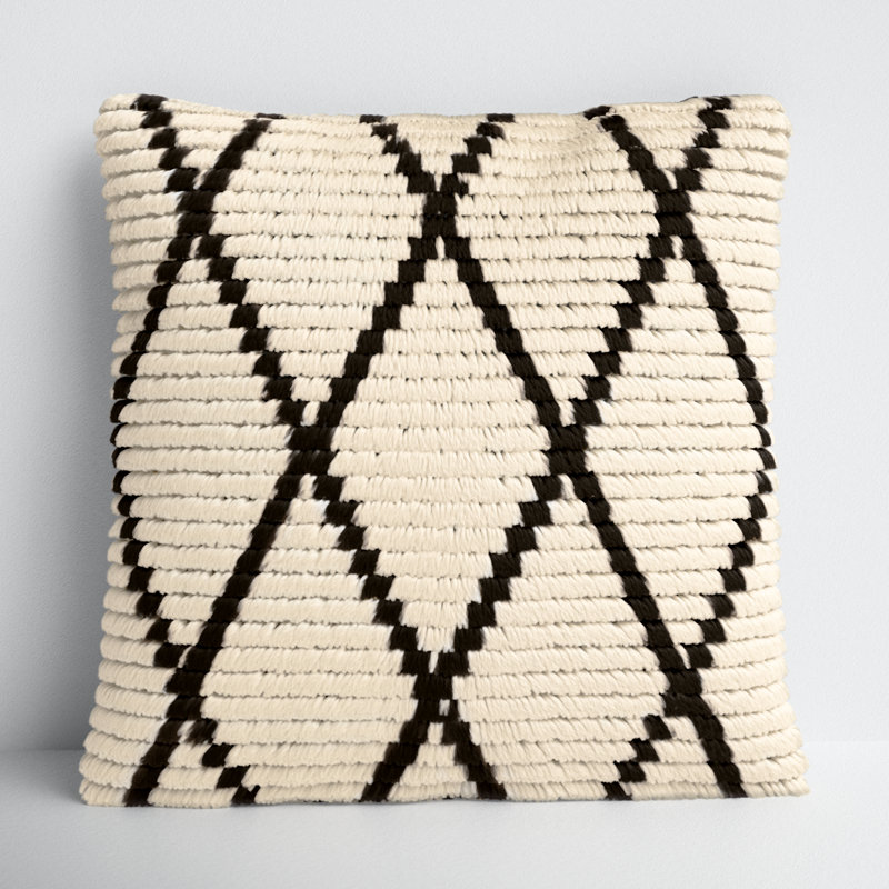 Cyan Wool Throw Square Pillow, Down, 22" H x 22" W