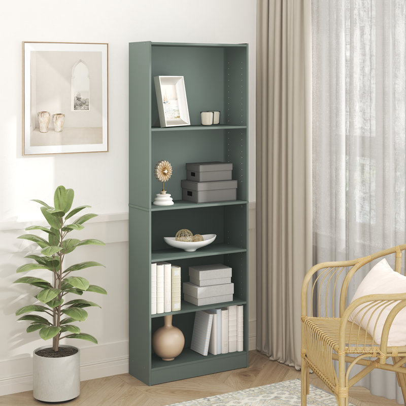 Bibliothèque standard Sayef H 71,1 "x l 24,4", Dimensions avec cinq tablettes : H 71,1 po x l 24, Vert sauge