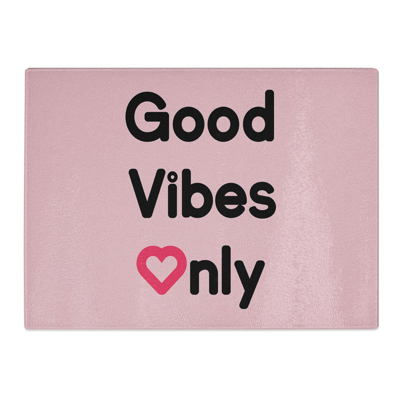 Good Vibes Only Pink Typography Quote  Glass Chopping Board