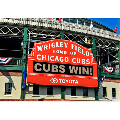 " Chicago Cubs, Wrigley Field, Sign, Outside, Baseball, Chicago, Cubs Win "