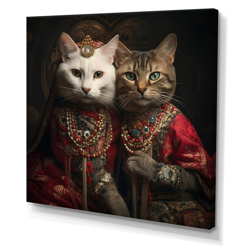 Chats en mode rétro I - Imprimé, H 24 po x l 24 po x P 1 po, Toile tendue