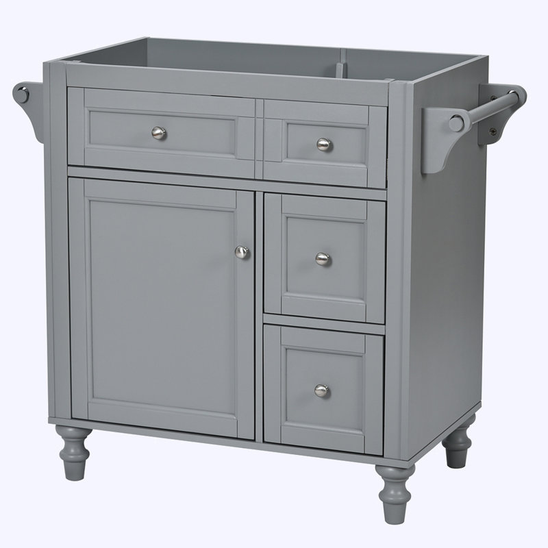 Meuble-lavabo moderne sans lavabo supérieur, avec 2 tiroirs et un tiroir basculant, Gris