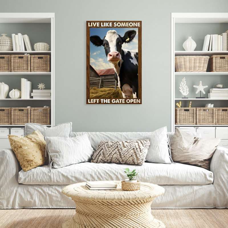 «Cow Live Like Someone» sur toile, H 36 po x l 24 po x P 1,25 po
