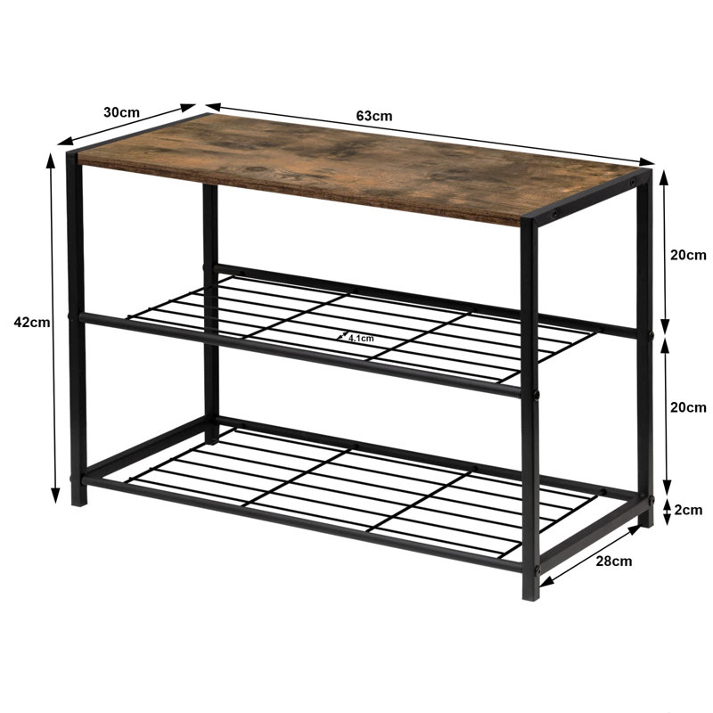 6 Pair Shoe Rack, Black/Brown