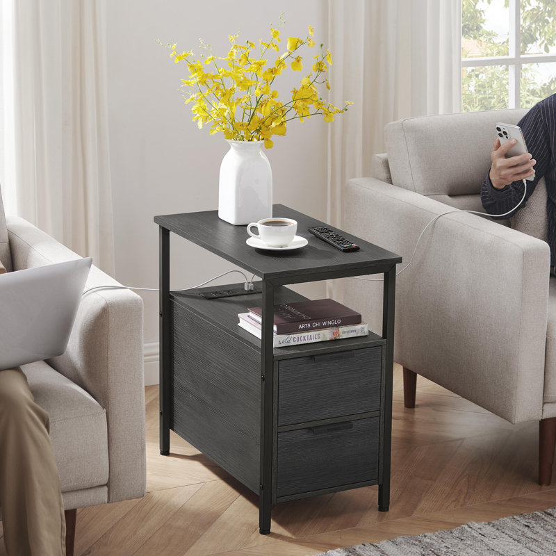 Table d'appoint avec station de charge, Noir