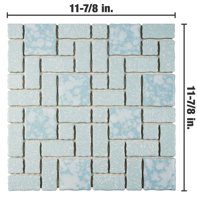 Academy Random Sized Straight Edge Porcelain Versailles Mosaic Wall & Floor Tile, Blue