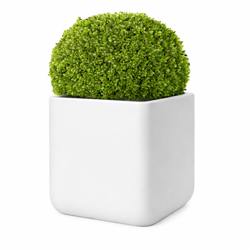 Kute Nest Indoor/Outdoor H11.5" Cubo Fiberstone Planter - Santorini White - Pot Opening 9", 11.5'' H x 11'' W x 11'' D, White