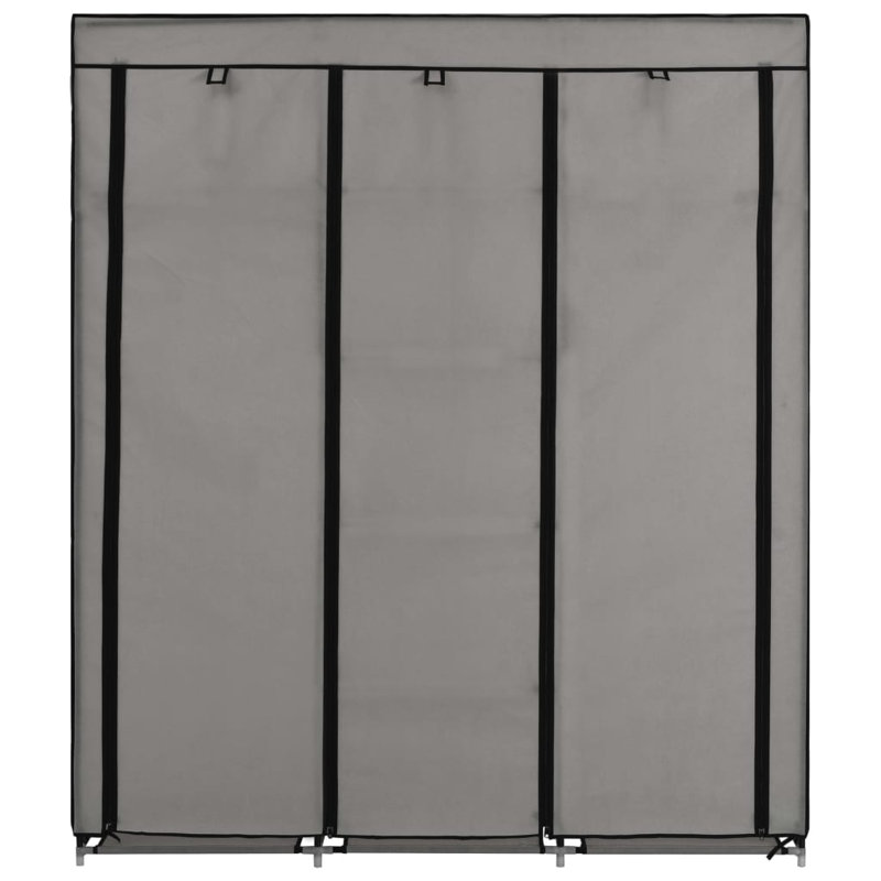 3 Door Fabric Wardrobe, Grey