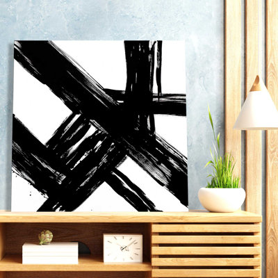 "Strokes in Noir I (Square)" by Megan Morris Print on Canvas