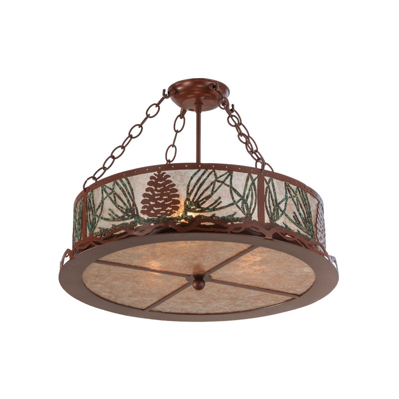 Rustic Lodge 4 - Light Semi Flush Mount