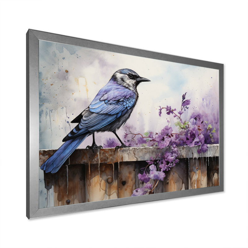 Bird Inquisitive Observer I - Animals Wall Art Living Room, H 34 po x l 44 po x P 1,5 po, Cadre photo argenté