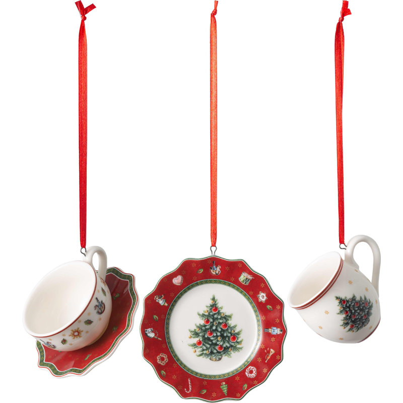 Ornements suspendus Villeroy & Boch Toy's Delight: vaisselle rouge, ensemble / 3