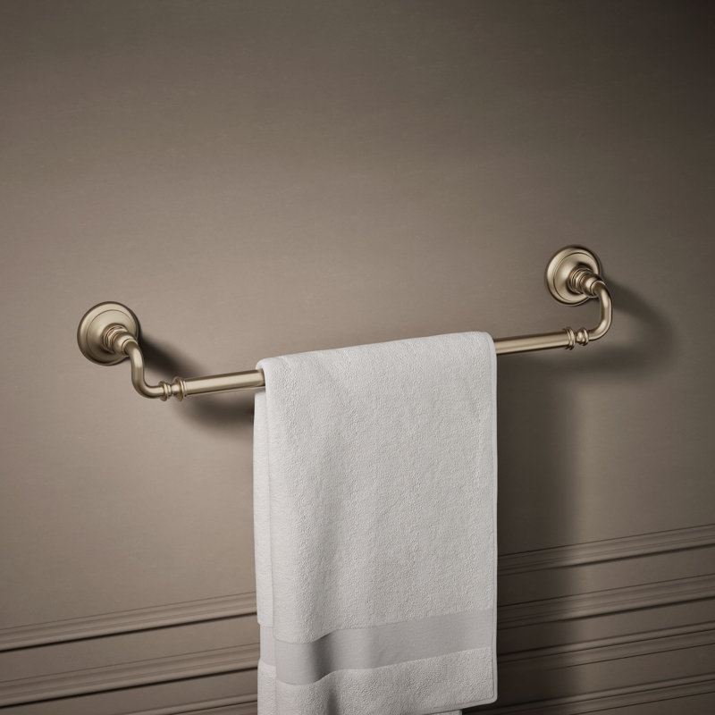 Artifacts® Wall Mounted Towel Bar, Vibrant Brushed Bronze, 3" H x 27" W x 3.5" D