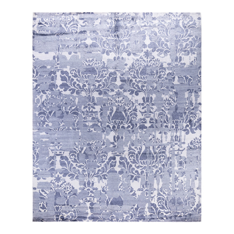 Tapis moderne noué à la main de conception unique - mauve, 8 pi 3 po x 10 pi 2 po Modern