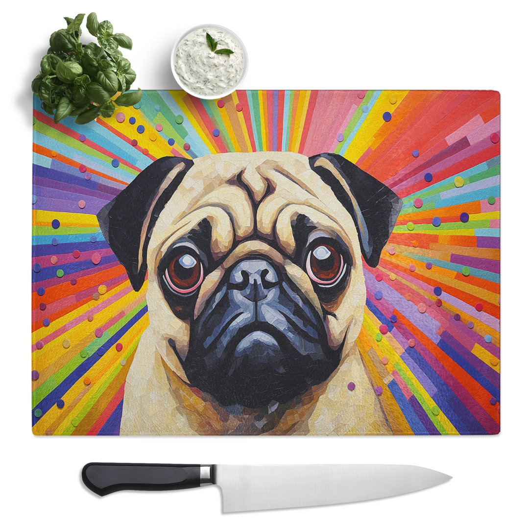 Pug Colour Field No.2  Glass Chopping Board