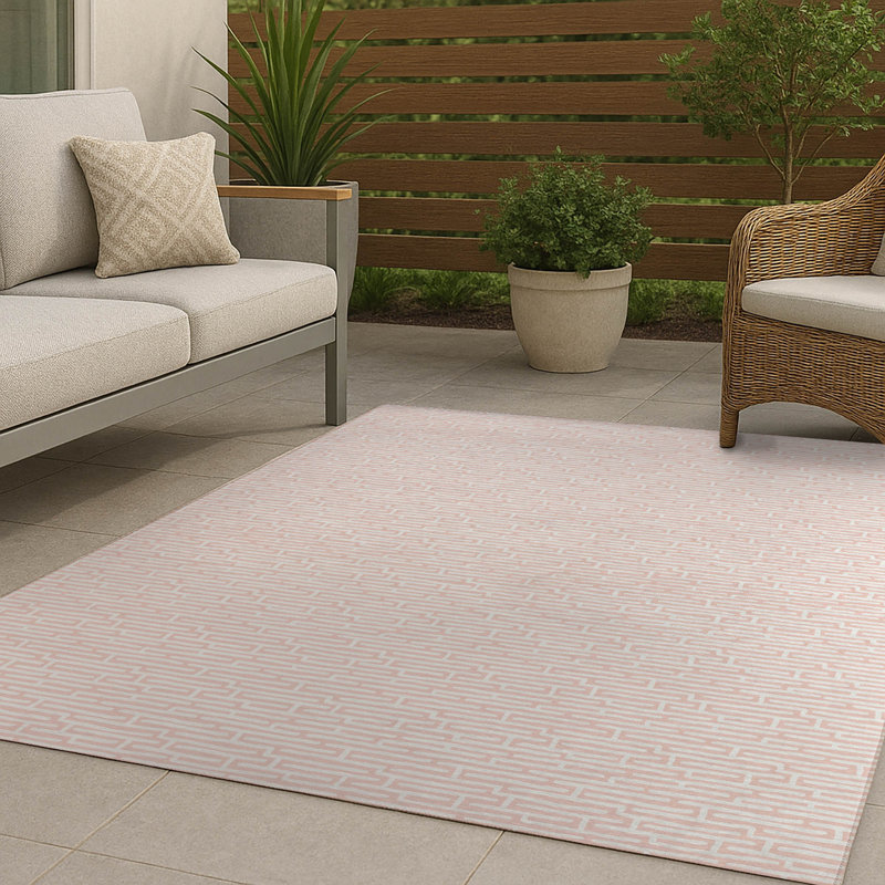 Twilight Labyrinth Non-Slip Outdoor Rug, Rectangle 4' x 6'