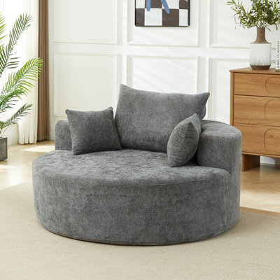Canapé-lit simple en éponge de 55 pi en chenille de 55 pi, aucun assemblage requis, fauteuil-lit moderne moelleux pour le salon, la chambre à coucher, le salon et la salle de projection (pas une chaise pivotante)